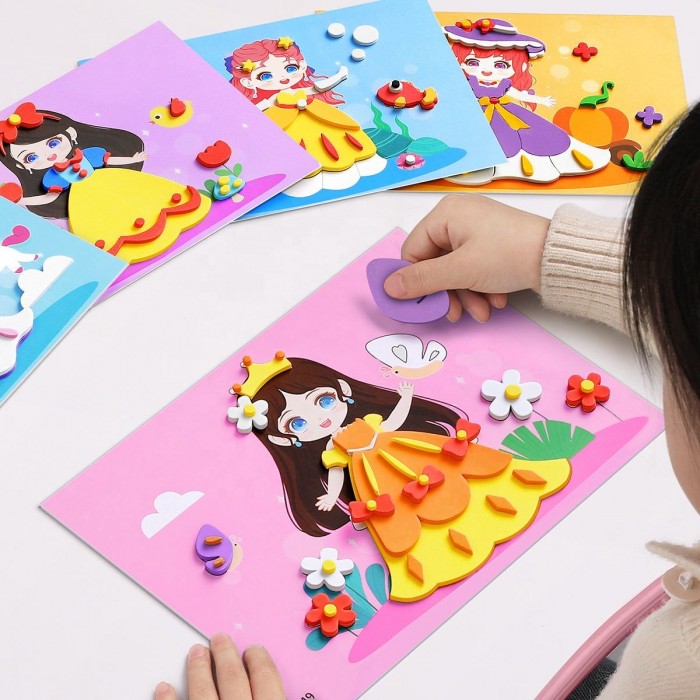 Handmade DIY 3D Paste Painting Sticker Set - Educational Toy for Kids & Girls