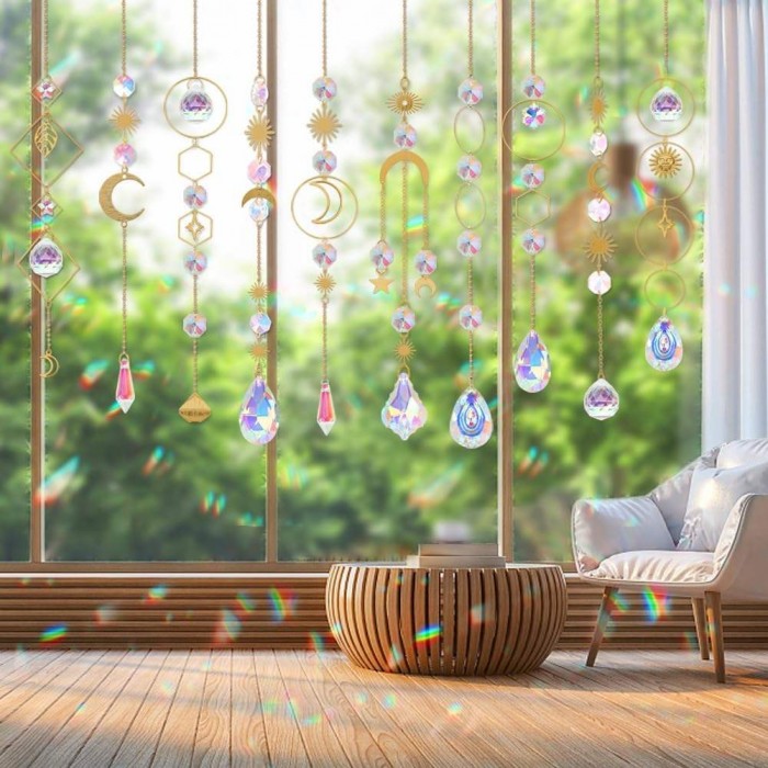 Crystal Agate Gemstone Sun Catcher Wind Chime for Home & Garden