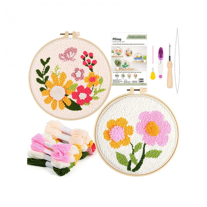 Custom DIY Wholesale New Arrival Cross Stitch Punch Needle Embroidery Set Kit for Adults