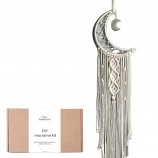 DIY Moon Macrame Dream Catcher, Boho Wall Hanging Decor