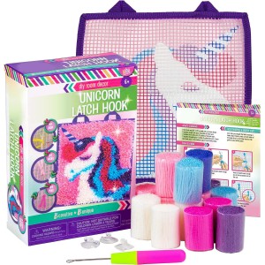 Unicorn Latch Hook Rug Kit, DIY Crochet Pillow Craft Set