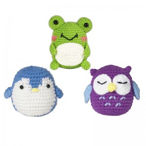 Kids Animal Crochet Kit, DIY Frog & Owl Wool Felt Doll Set