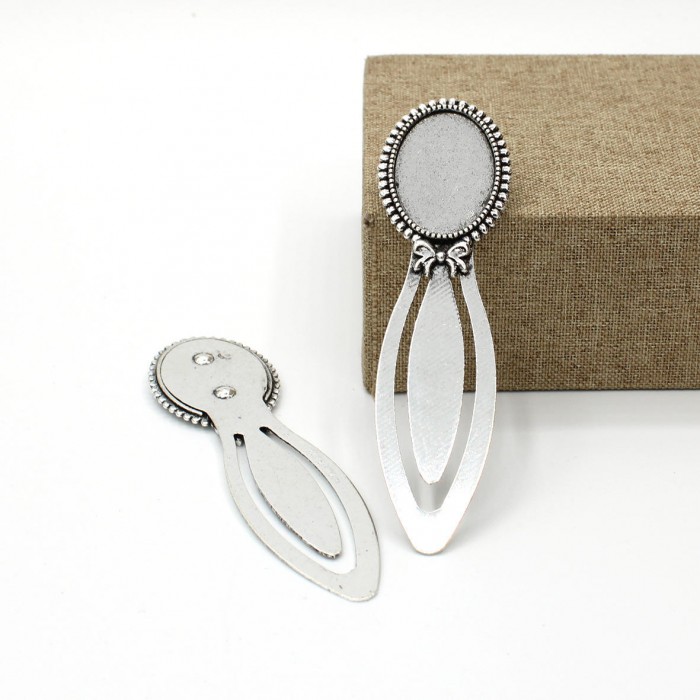 Antique Round Bronze 20mm Bezel DIY Cabochon Tray Setting Bookmark with Base