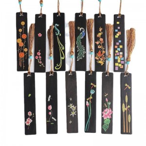 Chinese Style Black Wood Bookmark, Classical Craft with Tassel Box