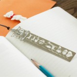 Custom Metal Silver Plated Stainless Steel Planner Stencil Ruler Bookmark for Kids Card