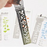 Custom Metal Silver Plated Stainless Steel Planner Stencil Ruler Bookmark for Kids Card
