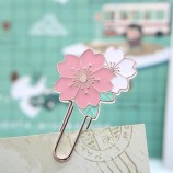 Custom Cherry Blossom Sakura Metal Enamel Pin Bookmark Clip for Planner
