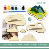 3D DIY Wooden Mountain Painting Kit | Unfinished Wood Craft for Desk Decor