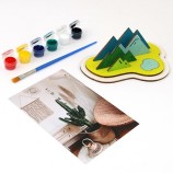 3D DIY Wooden Mountain Painting Kit | Unfinished Wood Craft for Desk Decor