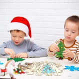 Christmas DIY Painting Kit, 3D Stereo Wood Carving Desktop Ornament Kit, Customizable Christmas Tree Craft Set for Home Decor