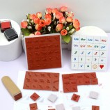 Custom Square Wooden Handle Rubber Stamp, Embossed Logo Hook Loop Stamp for Office & Craft