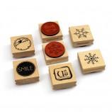 Wooden Handle Decorative Rubber Stamps, Custom DIY Scrapbooking Plant & Flower Logo Stamps