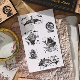 Custom Logo Personalized Wooden Rubber Stamp Set, Hand Drawn Animal & Butterfly Design