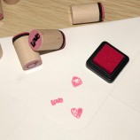 Custom Pink Cylinder Wooden Rubber Stamps, Round Wood Stamps for Journaling & Crafts