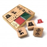 Kids Mini Cute Wooden Rubber Stamp Set with Ink Pad, Christmas & Diary DIY Stamps
