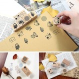 Custom Hot Sale Embossing Word Logo DIY Square Wooden Rubber Ink Stamp