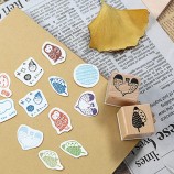 Custom Hot Sale Embossing Word Logo DIY Square Wooden Rubber Ink Stamp