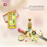 Custom Logo Macaron Wood Wax Seal Stamp Gift Box Kit for Invitations