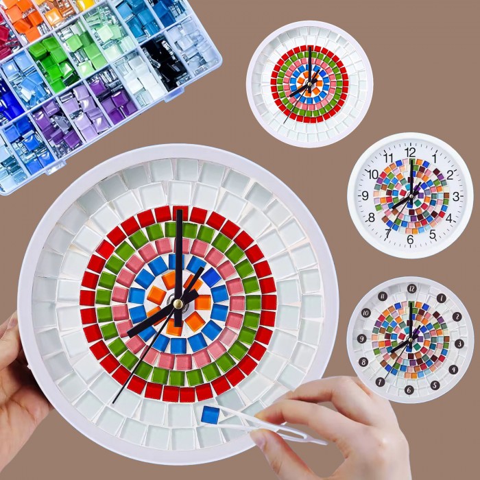 DIY Silent Mosaic Wall Clock Kit - Kids Bedroom Decor Craft Set